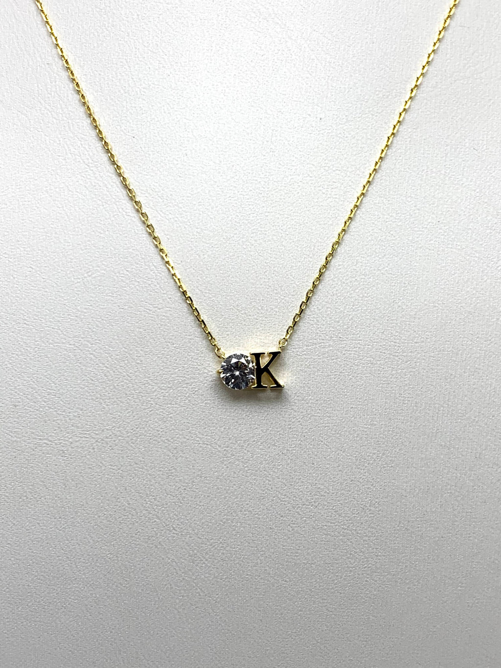 Gold ‘K’ Necklace Swarovski Crystal Letter Initial - Kollection by Kauriel