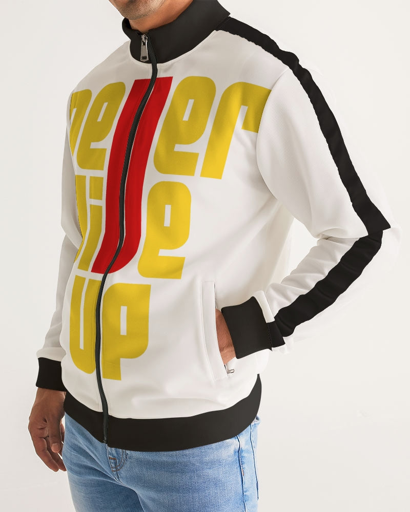 Never Give Up Men's Stripe-Sleeve Track Jacket - Kollection by Kauriel