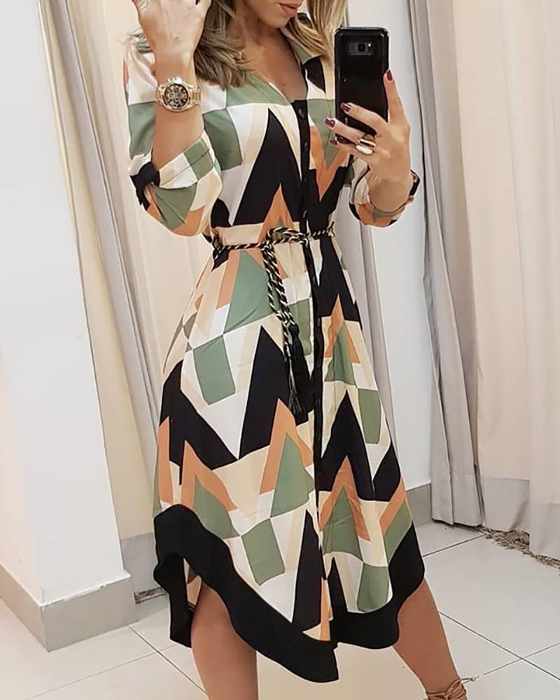 asymmetrical shirt dress Colorblocked Geo Print Asymmetrical Shirt Dress – Kollection by Kauriel