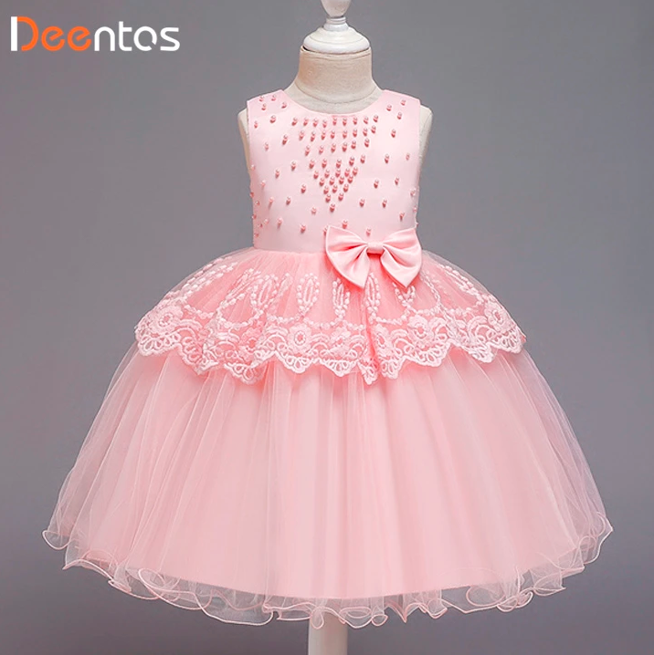 Girls Round-neck Beaded Puffy Birthday Princess Dress - Kollection by Kauriel