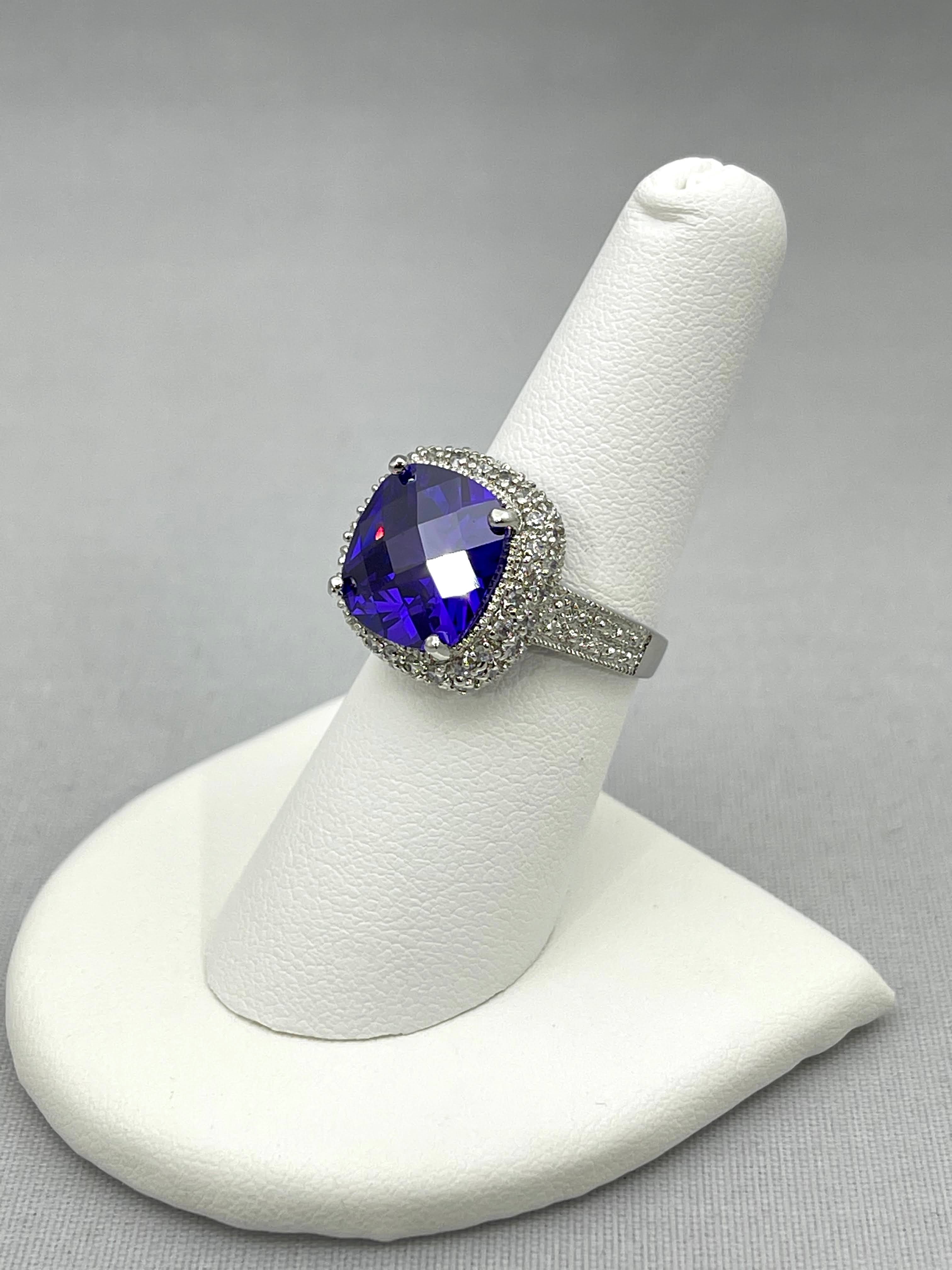Square Purple and Silver Ring - Kollection by Kauriel