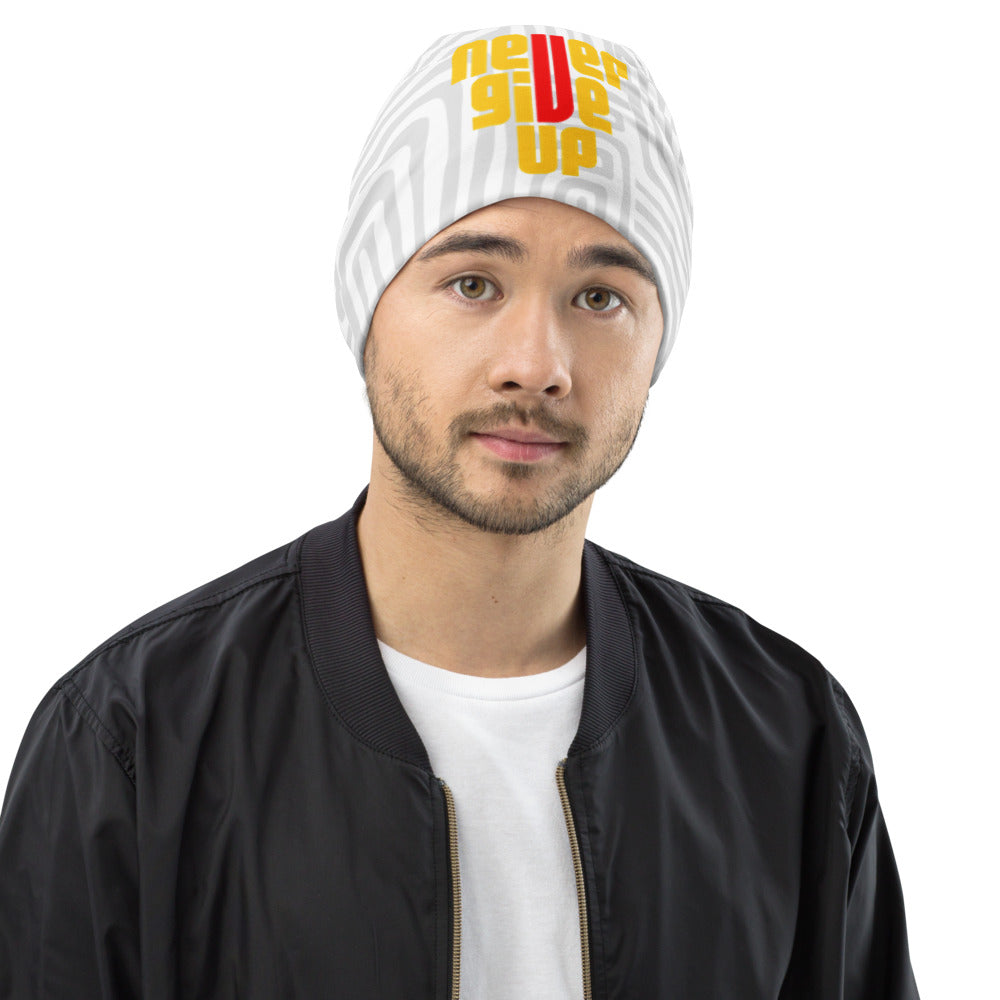 Never Give Up All-Over Print Beanie - Kollection by Kauriel