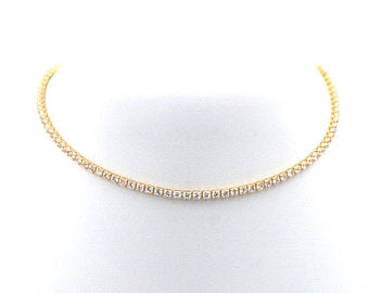 Sterling Silver Gold Colored Cubic Zirconia Tennis Necklace Wedding Necklace - Kollection by Kauriel